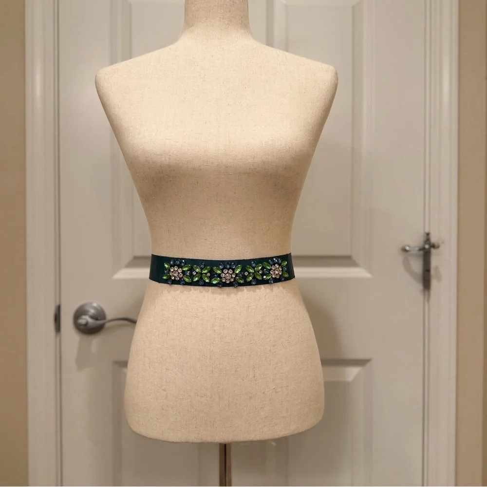 Pennyblack by Max Mara Green Belt with Rhinestones Size: Small Spring/ Summer